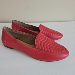 Talbots Red Leather Loafers, Size 8.5 Preppy Colorful Slip On Career